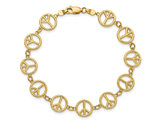 14K Yellow Gold Peace Sign Bracelet (7.50 Inches)